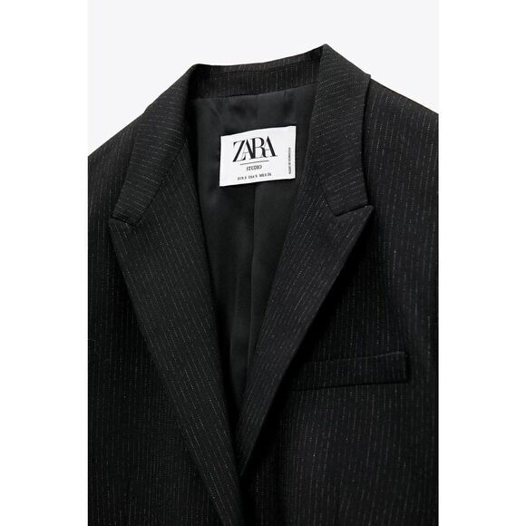ZARA STUDIO LIMITED EDITION WOOL BLEND STRIPED BLAZER NEW - Picture 6 of 8
